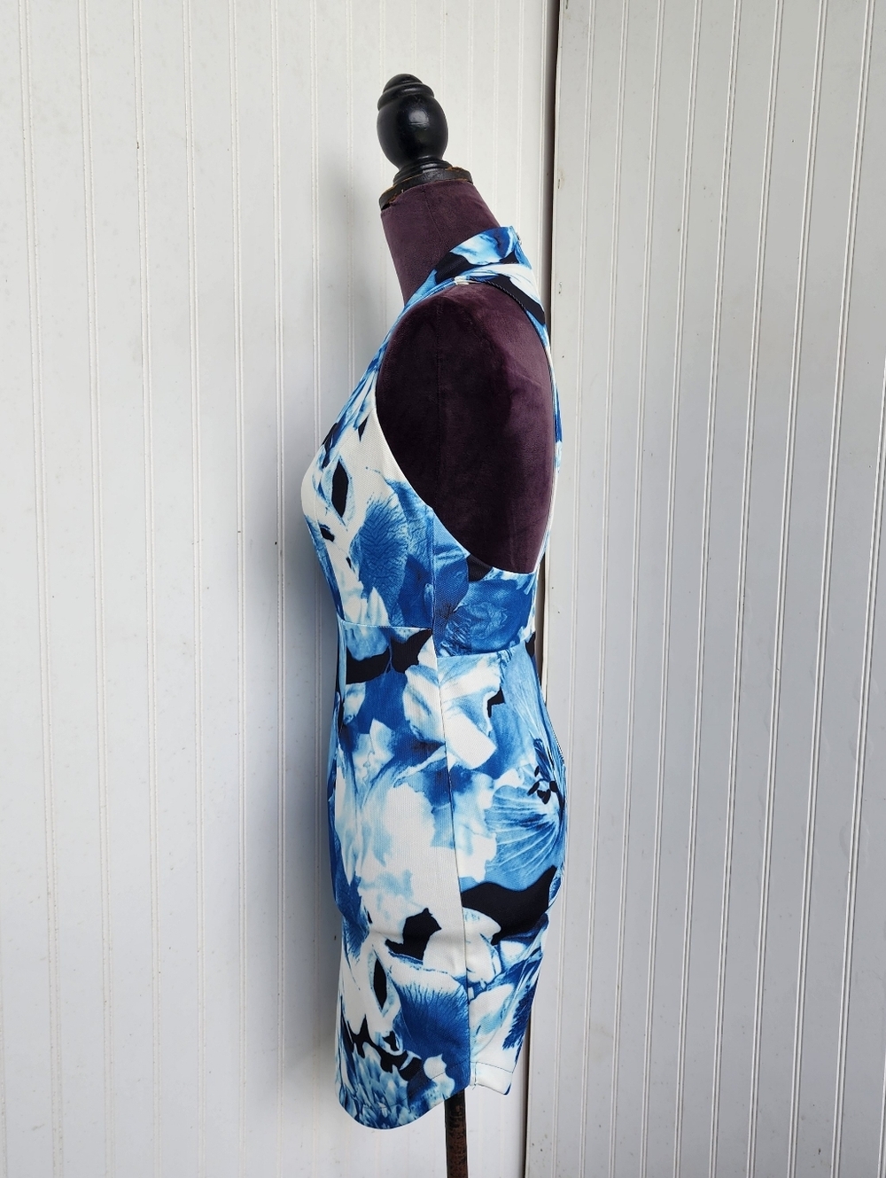 NWT Lulus Womens Budding Up Blue Floral Print Bodycon Dress  Deep V-Neck Sz S - Picture 13 of 16